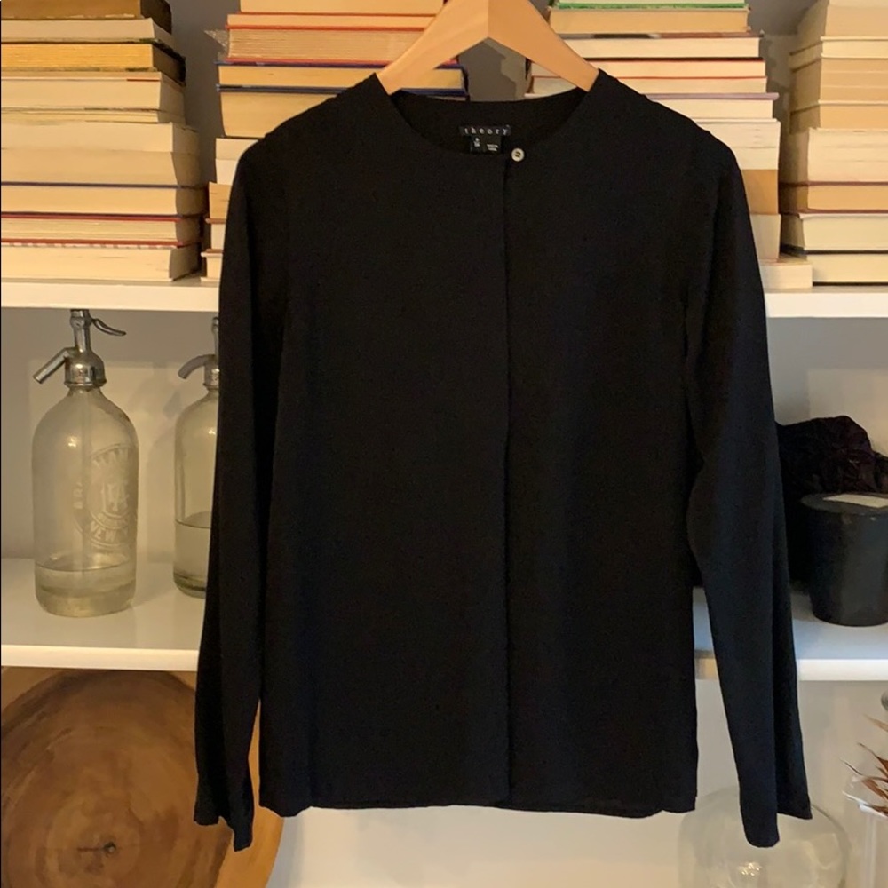 Theory silk long sleeve blouse